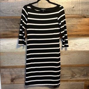 Lulu’s B&W Striped Bodycon Midi